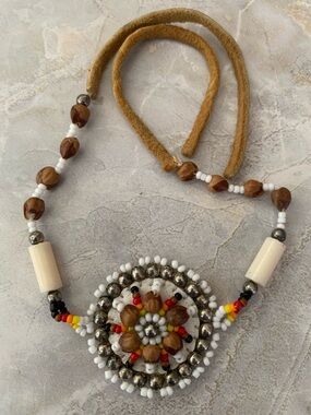 Navajo Ghost Bead Medallion Choker or Bracelet